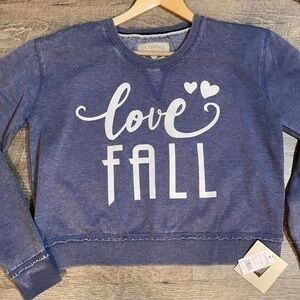U.S. Vintage blue graphic love fall cropped sweatshirt Large